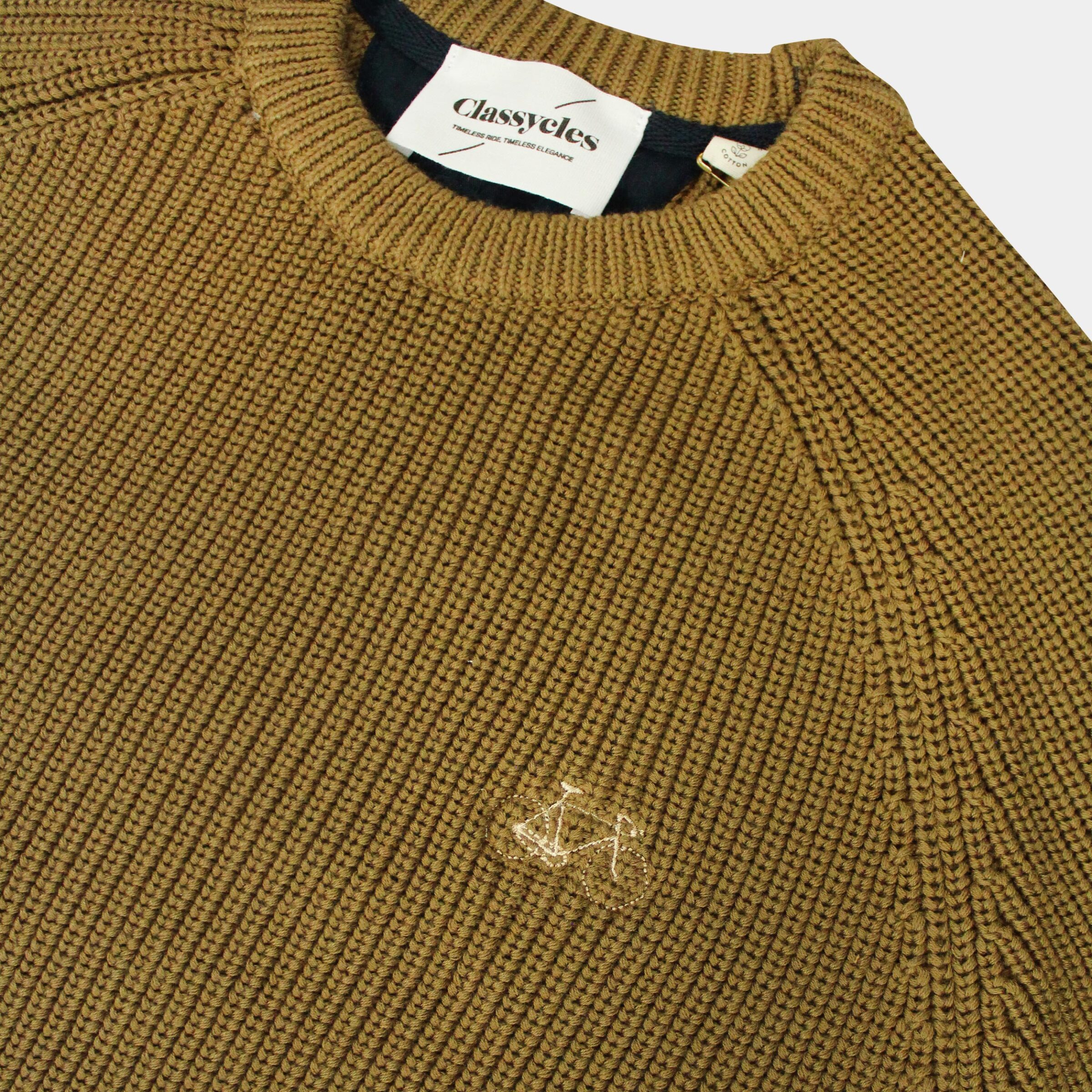 Mon Amour de Vélo Knit Pullover by Classycles, featuring a delicate embroidered classic road bike, perfect for cycling enthusiasts who love stylish apparel.